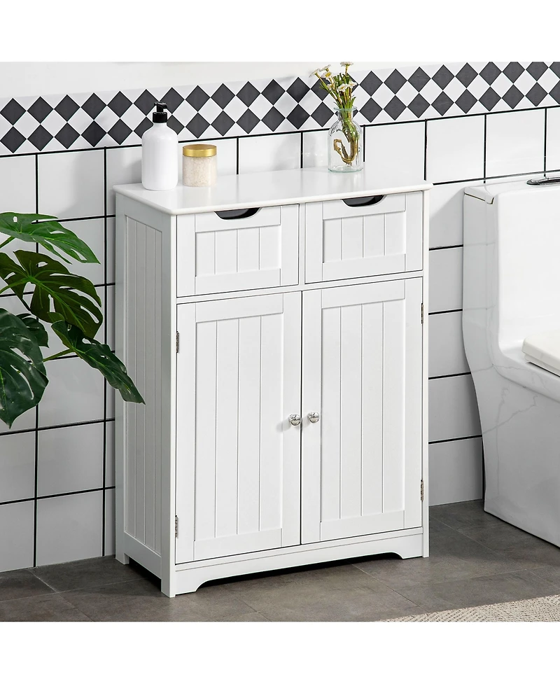 kleankin Bathroom Storage Cabinet with 2 Drawers & Adjustable Shelf,