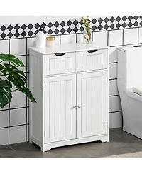 kleankin Bathroom Storage Cabinet with 2 Drawers & Adjustable Shelf,
