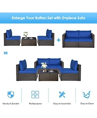 Sugift 2 Pieces Patio Rattan Sectional Conversation Sofa Set