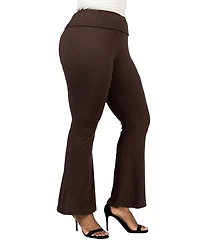 24seven Comfort Apparel Plus Bell Bottom Foldover Waist Pants