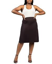 24seven Comfort Apparel Plus A Line Elastic Waist Skirt