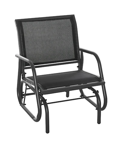 Outsunny Outdoor Glider with Breathable Mesh Fabric Curved Armrests