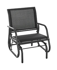 Outsunny Outdoor Glider with Breathable Mesh Fabric Curved Armrests