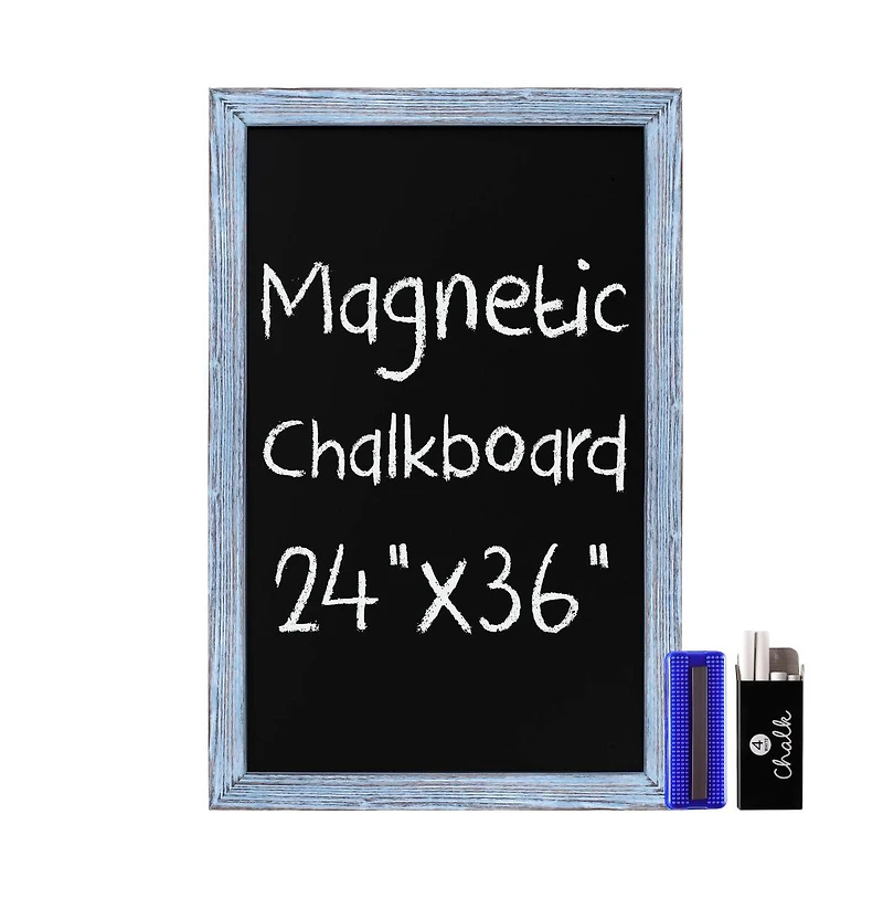Hbcy Creations Wall Mounted Magnetic Chalkboard with Wooden Frame