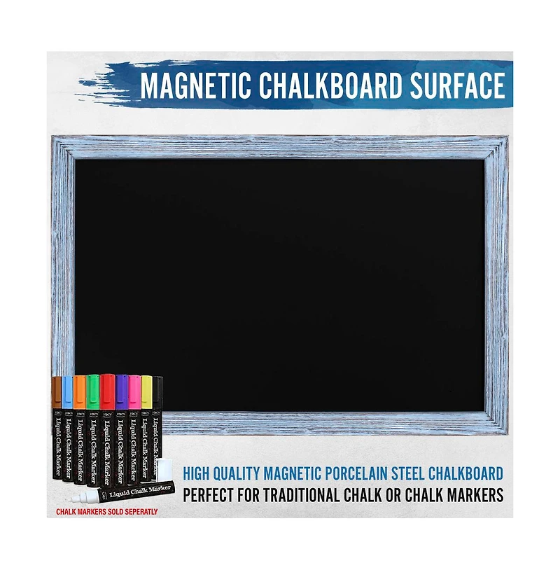 Hbcy Creations Wall Mounted Magnetic Chalkboard with Wooden Frame