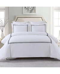 Adeline 100% Cotton Percale Embroidered Duvet Cover Set, Twin/Twin Xl