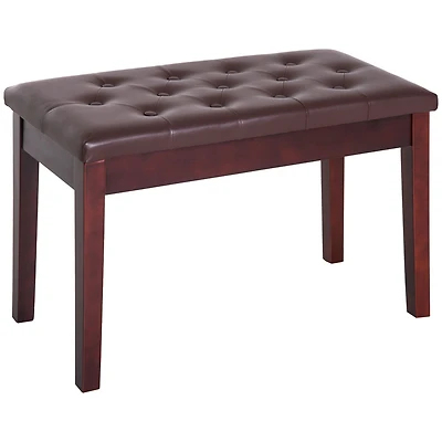 Homcom Pu Leather Piano Bench Padded Double Duet Storage Upholste Seat
