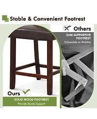Sugift 2 Piece Bar Chair Set with Hollowed Back and Rubber Wood Legs