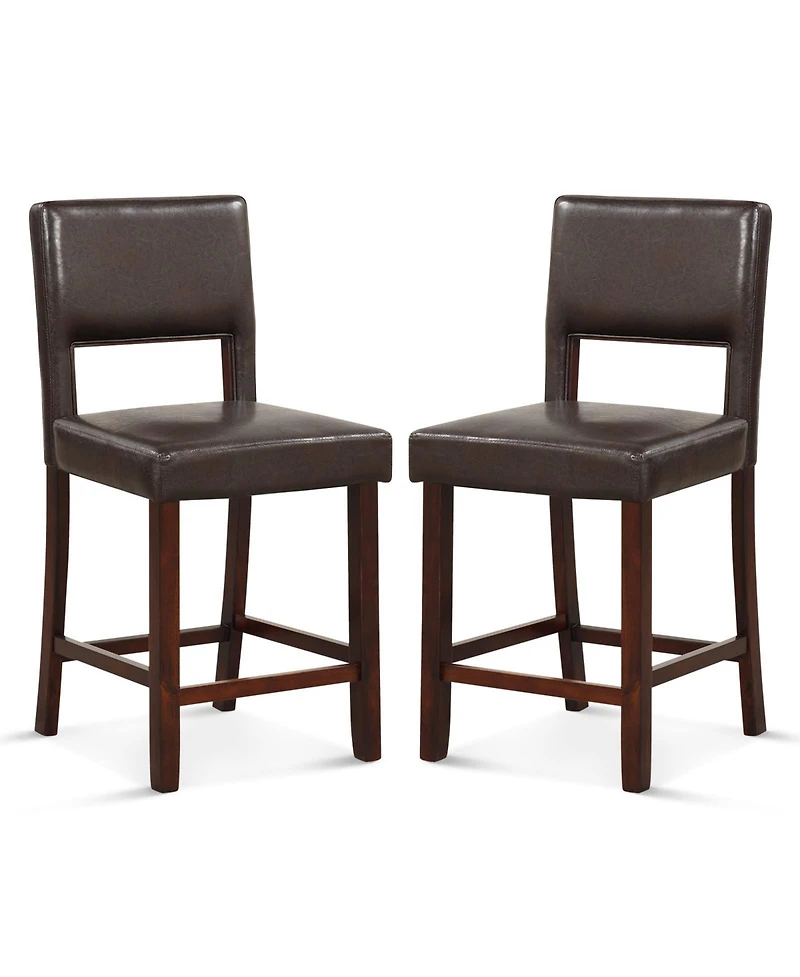 Sugift 2 Piece Bar Chair Set with Hollowed Back and Rubber Wood Legs