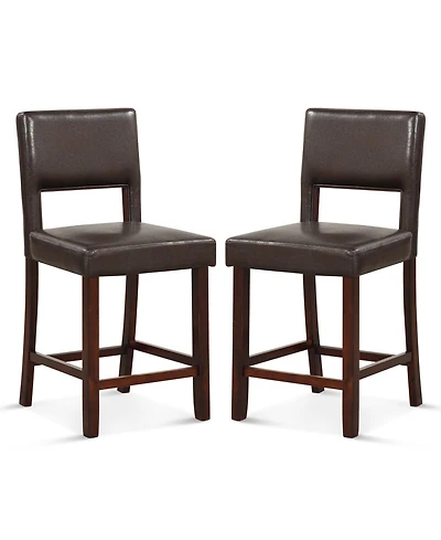 Sugift 2 Piece Bar Chair Set with Hollowed Back and Rubber Wood Legs
