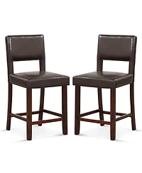 Sugift 2 Piece Bar Chair Set with Hollowed Back and Rubber Wood Legs