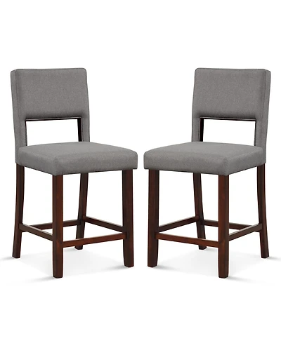 Sugift 2 Piece Bar Chair Set with Hollowed Back and Rubber Wood Legs