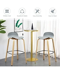Sugift Set of 2 Modern Barstools Pub Chairs with Low Back and Metal Legs