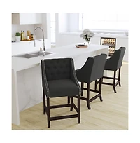Hadleigh Upholstered Counter Stool 24" High Transitional Tufted Counter Stool With Accent Nail Trim