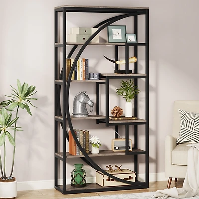 Tribesigns Bookshelf, Industrial 5-Tier Etagere Bookcase, 70.8 inch Tall Bookshelf with 8 Open Storage Shelf, Book Shelf Display Tack Shelving Unit fo