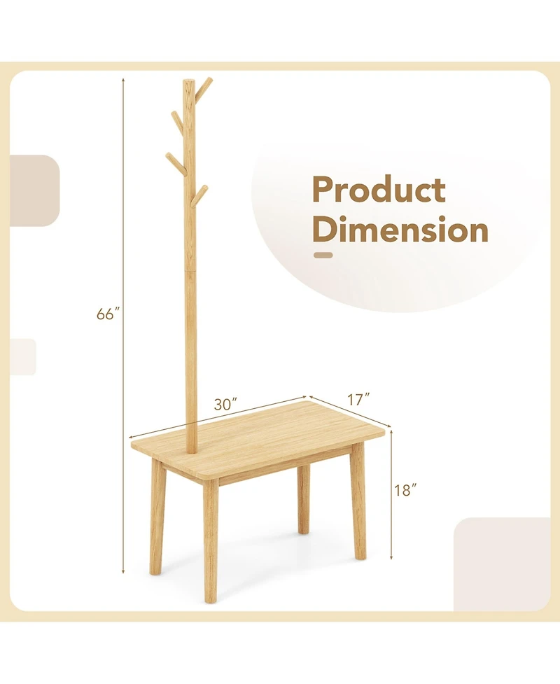End Table with Coat Rack 2-in-1 Side Table 3 Hooks for Hats Bags Coats Freestanding