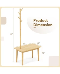 End Table with Coat Rack 2-in-1 Side Table 3 Hooks for Hats Bags Coats Freestanding