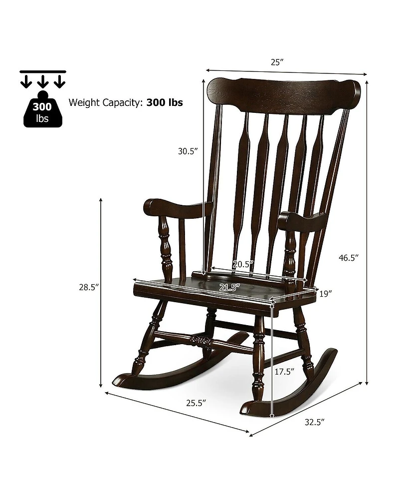 Rocking Chair with Solid Wooden Frame for Garden and Patio