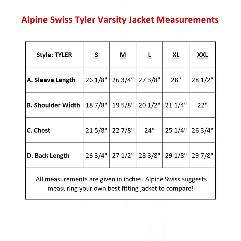 Alpine Swiss Men's Tyler Varsity Baseball Jacket Casual Letterman Bomber
