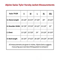 Alpine Swiss Men's Tyler Varsity Baseball Jacket Casual Letterman Bomber
