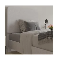 Merrick Lane Remi Platform Bed With Headboard - Upholstered Frame - 14 Wooden Slats - No Box Spring Required