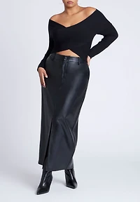 Eloquii Women's Wrap Front Cropped Sweater