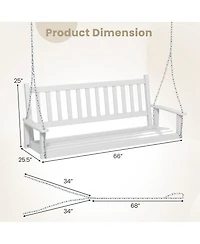 Costway 3-Person Wooden Outdoor Porch Swing Heavy Duty Patio Hanging Bench Chair