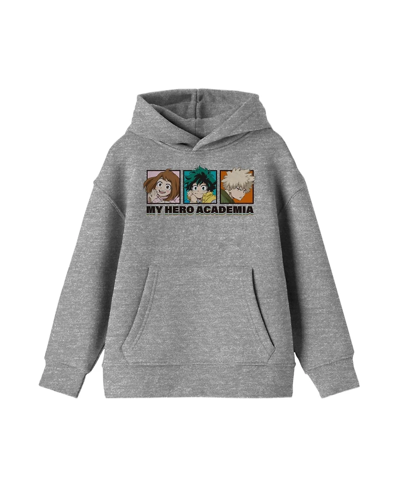 My Hero Academia Main Character Grid Youth Athletic Gray Graphic Hoodie