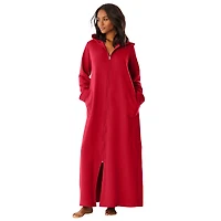 Dreams & Co. Plus Long Hooded Fleece Sweatshirt Robe