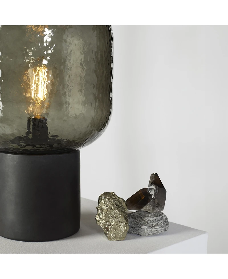 Bruce 16" Cement Led Table Lamp with Speckle Glass Shade