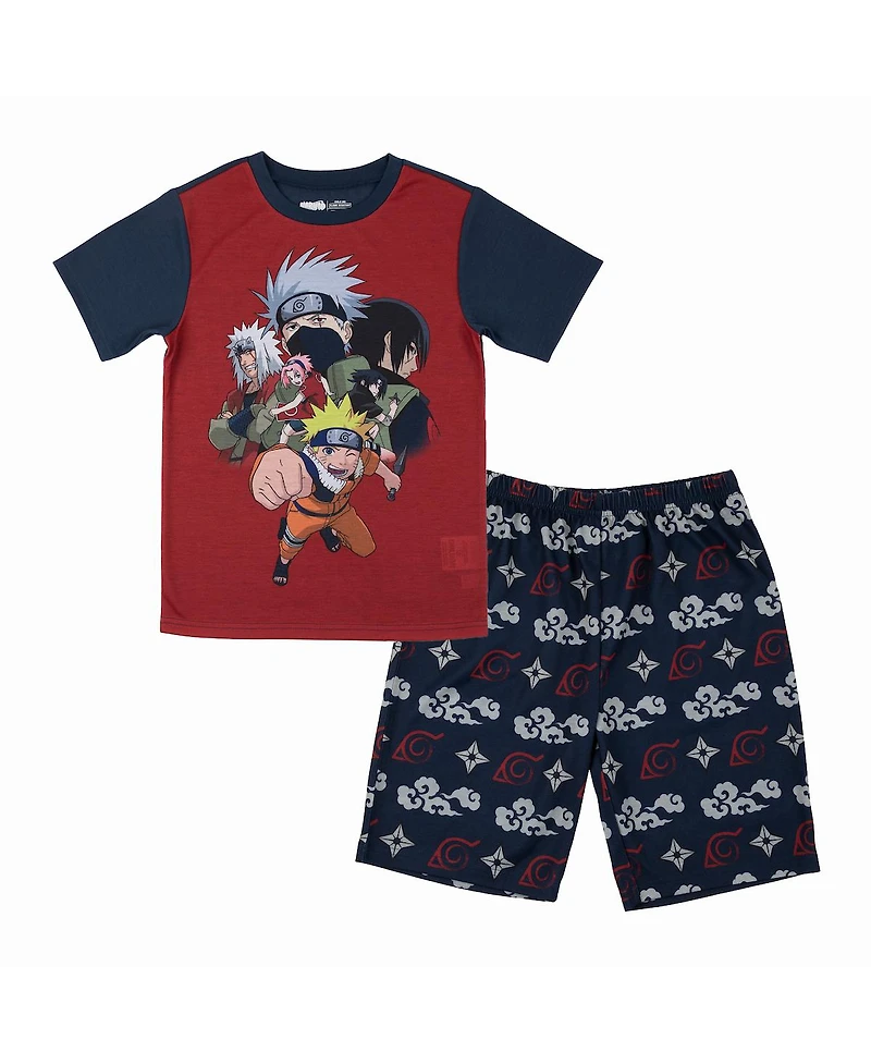 Naruto Boys Youth 3-Piece Sleep Set with Tee Shirt, Shorts, and Pants