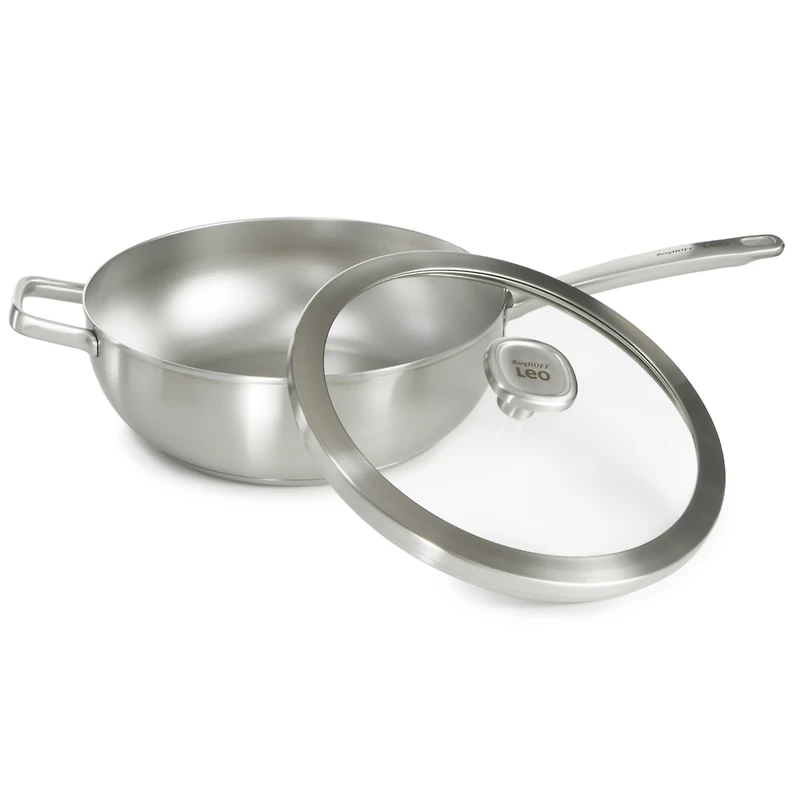 BergHOFF Graphite Recycled 18/10 Stainless Steel Wok Pan 11", 5.2qt. With Glass Lid