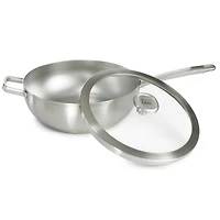 BergHOFF Graphite Recycled 18/10 Stainless Steel Wok Pan 11", 5.2qt. With Glass Lid