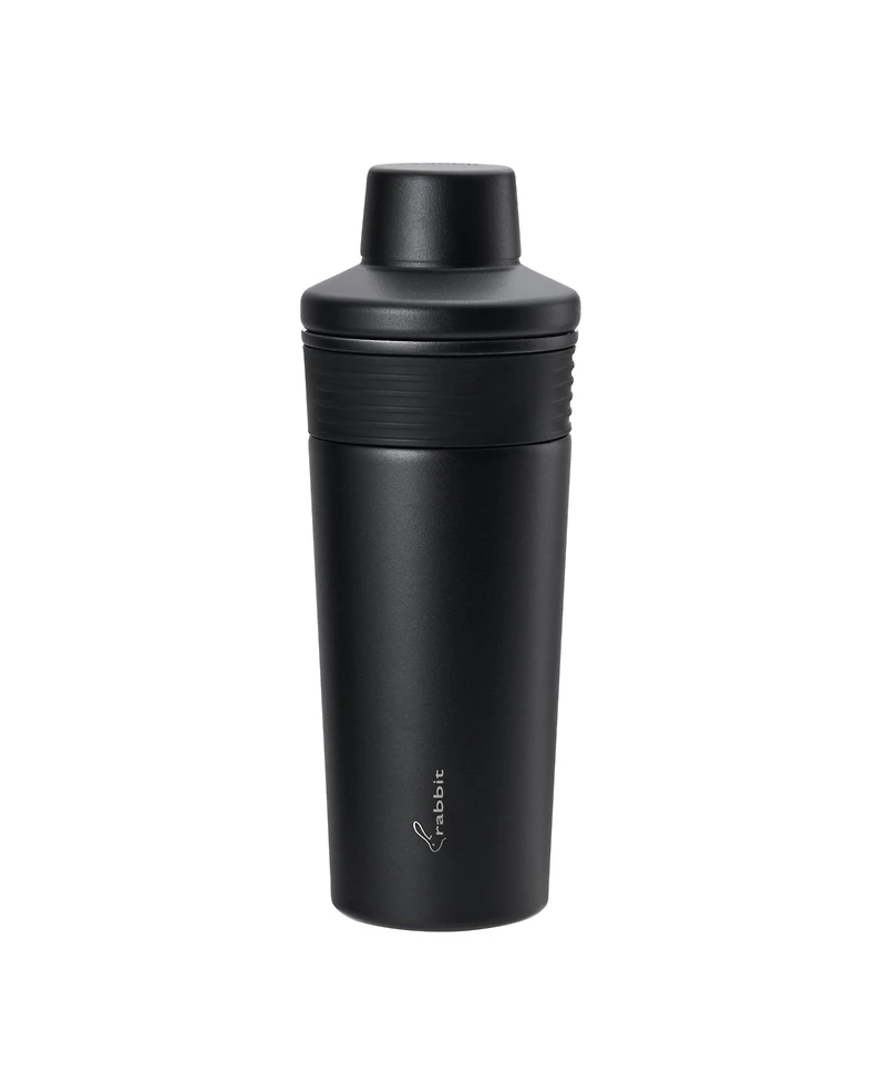 Rabbit 18 oz Stainless Steel Cocktail Shaker, Multi-Use Stainless Steel Topper with 1.5 oz shot Cap and Strainer