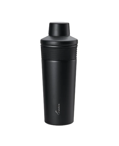 Rabbit 18 oz Stainless Steel Cocktail Shaker, Multi-Use Stainless Steel Topper with 1.5 oz shot Cap and Strainer