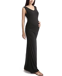 kimi + kai Maternity V-Necl Lace Back Maxi Dress