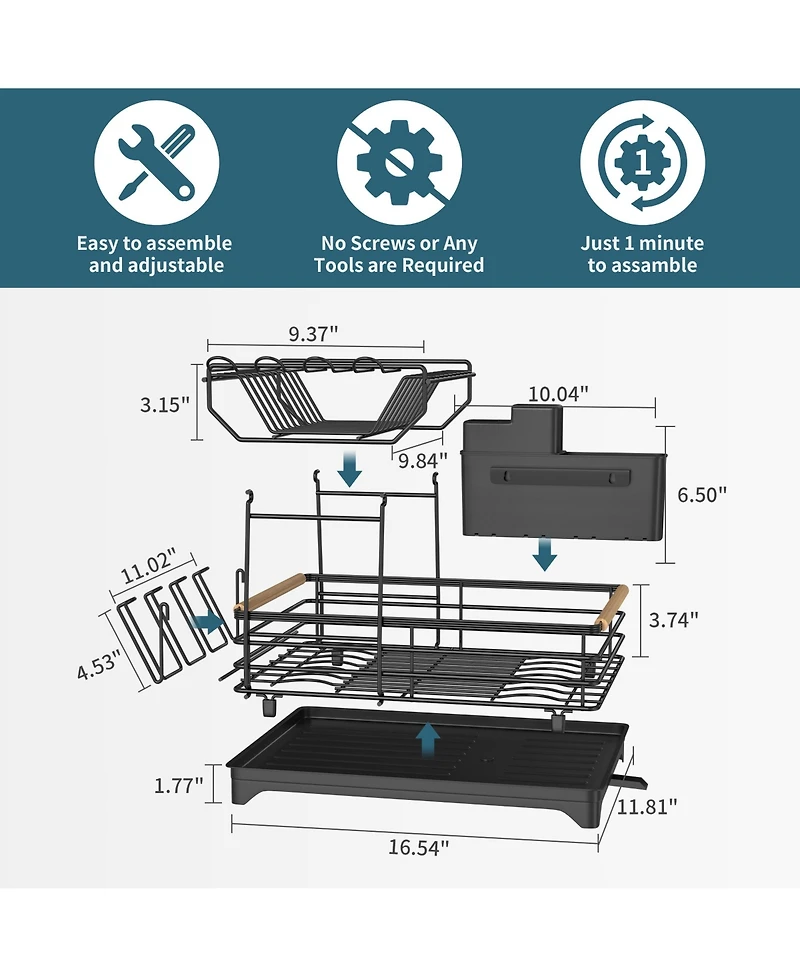 Mega Casa Double-layer Bamboo Dish Rack For Home Kitchen