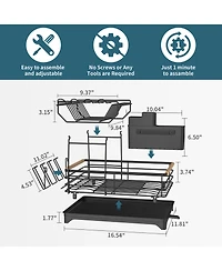 Mega Casa Double-layer Bamboo Dish Rack For Home Kitchen