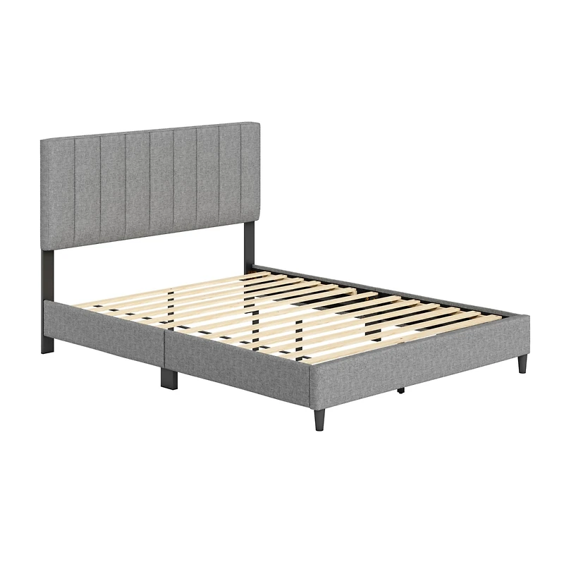 Leah Linen Upholstered Platform Bed Frame with Adjustable Headboard - Boyd Sleep, 13 slat support