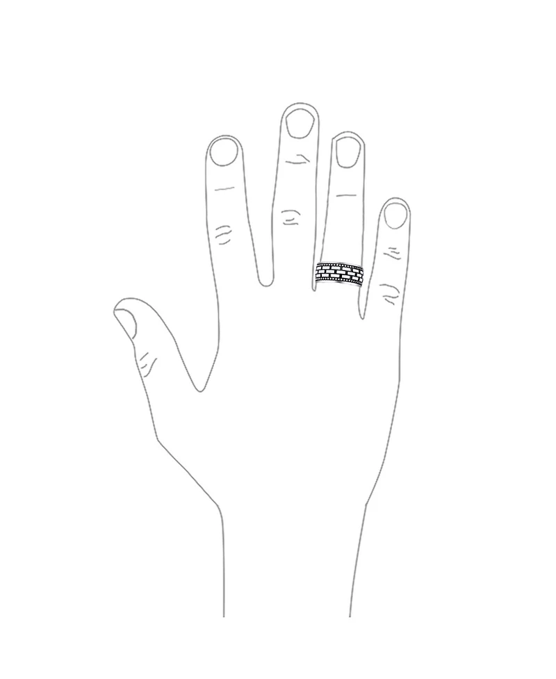 Bling Jewelry Classic Wide Brick Chain Ring Band Solid Blackened Oxidized .925 Sterling Silver Beaded Edge