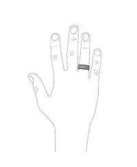 Bling Jewelry Classic Wide Brick Chain Ring Band Solid Blackened Oxidized .925 Sterling Silver Beaded Edge