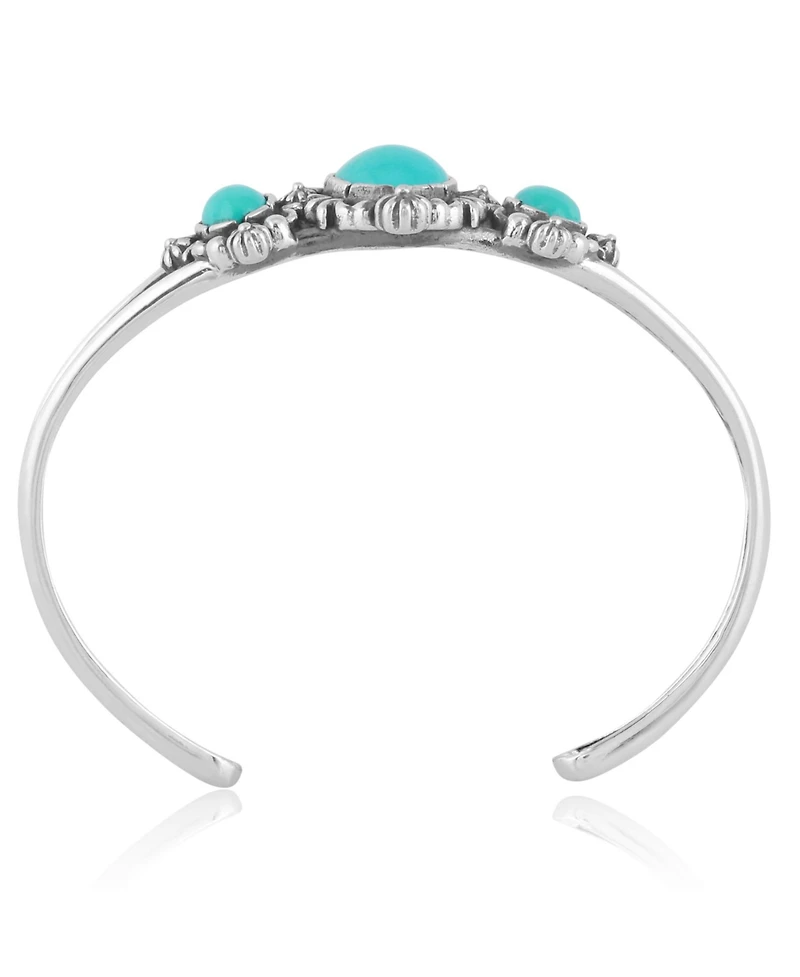 American West Jewelry Sterling Silver Women's Cuff Bracelet Blue Turquoise Gemstone Small - Large