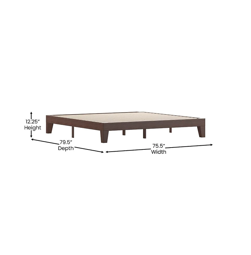 Merrick Lane Eduardo Platform Bed Frame, Solid Wood Platform Bed Frame With Slatted Support