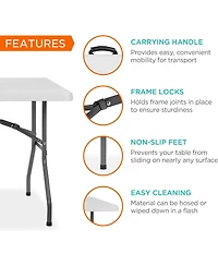 Sugift 8 ft. White Fold-in-Half Steel Outdoor Picnic Folding Table