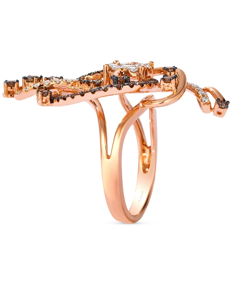 Le Vian Crazy Collection Chocolate Diamond & Nude Swirl Statement Ring (1-1/2 ct. t.w.) 14k Rose Gold
