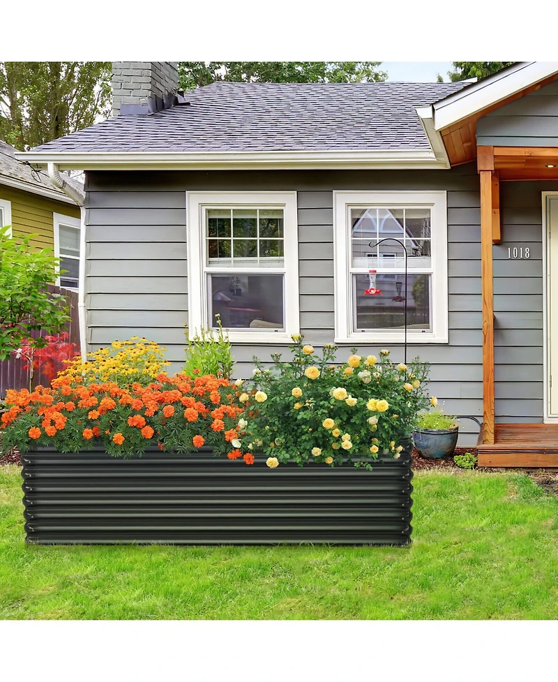71 Inch Galvanized Metal Raised Garden Bed for Garden Backyard