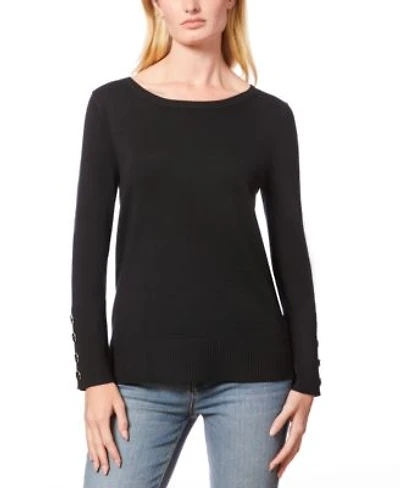 Melissa Paige Womens Fine Gauge Boat Neck Buttoned Cuff Sweater Xs 3x