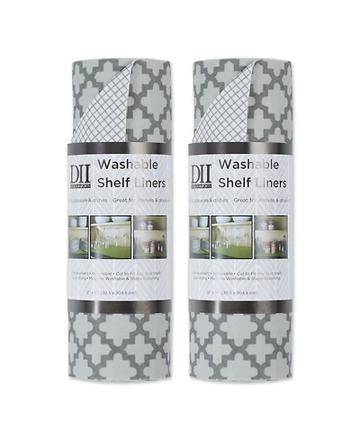 Design Imports Fridge Shelf Liner Collection Non-Adhesive, Cut to fit, Machine Washable, 12x120", Gray Lattice, 2 Piece