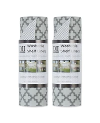 Design Imports Fridge Shelf Liner Collection Non-Adhesive, Cut to fit, Machine Washable, 12x120", Gray Lattice, 2 Piece