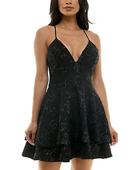 Emerald Sundae Juniors' Lace-Back Fit & Flare Dress